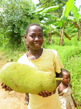 Marvin, in his second year of sponsorship, gifting us a jackfruit to say thank you
