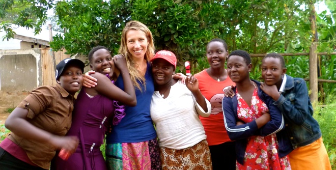 At KAASO in December 2013 with some of the girls from the Kiwi Sponsorships